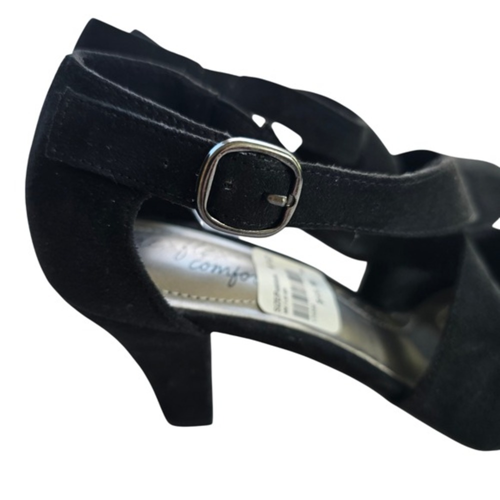 🆕️ Dexflex Comfort Black Suede Ankle Strap Women's Size 6.5 Block Heel Pumps - Picture 10 of 16